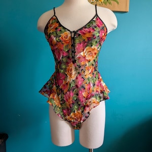 womens vintage bodysuit lingerie high cut teddy sexy Victorias secret gold label