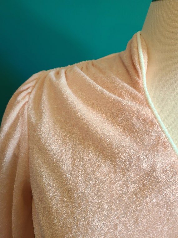 1970s peach Terry cloth dress, terry lounge dress… - image 3