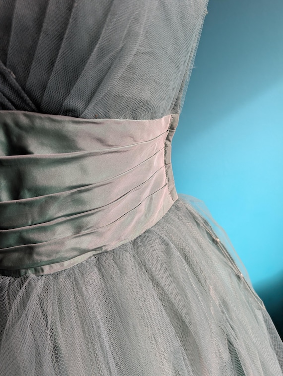 grey long dress formal Light Grey A-line Backless Spaghetti Straps Lace Tulle Long Prom Dresses,  MP269 main image 1