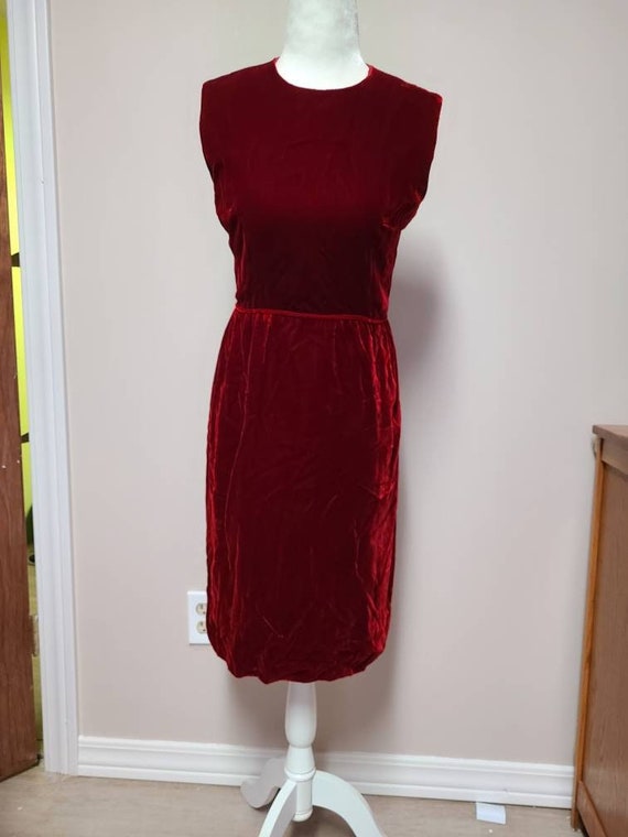 Size small / Vintage dress, red velvet, cocktail … - image 1