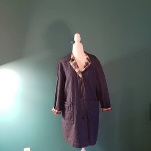 1960s Vintage Reversible Denim Chore Coat: Plaid Jacket image 1