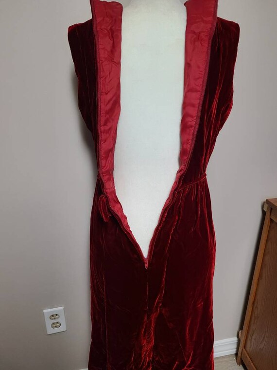 Size small / Vintage dress, red velvet, cocktail … - image 4