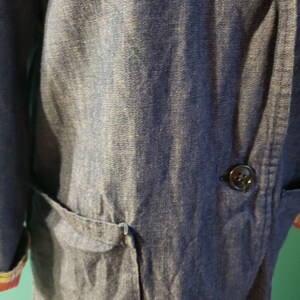 1960s Vintage Reversible Denim Chore Coat: Plaid Jacket image 6