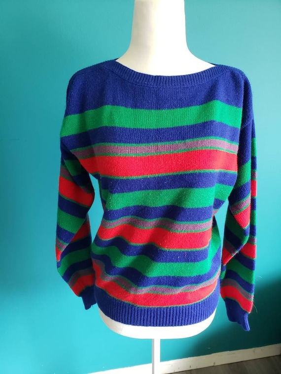 Vintage sweater, vintage rainbow sweater, 70s rain