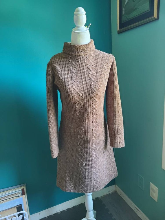 Size medium / Vintage dress, 1960s knit dress, mo… - image 1