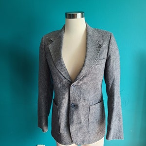 Vintage blazer, boyfriend blazer, tweed blazer, size small medium,  80s blazer, dark academia, grey tweed blazer, wool blazer, oversized