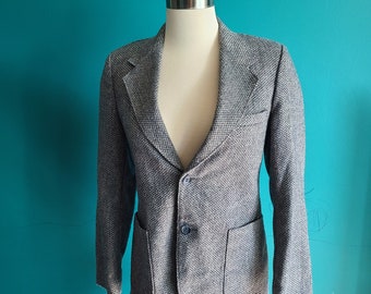 Vintage blazer, boyfriend blazer, tweed blazer, size small medium,  80s blazer, dark academia, grey tweed blazer, wool blazer, oversized