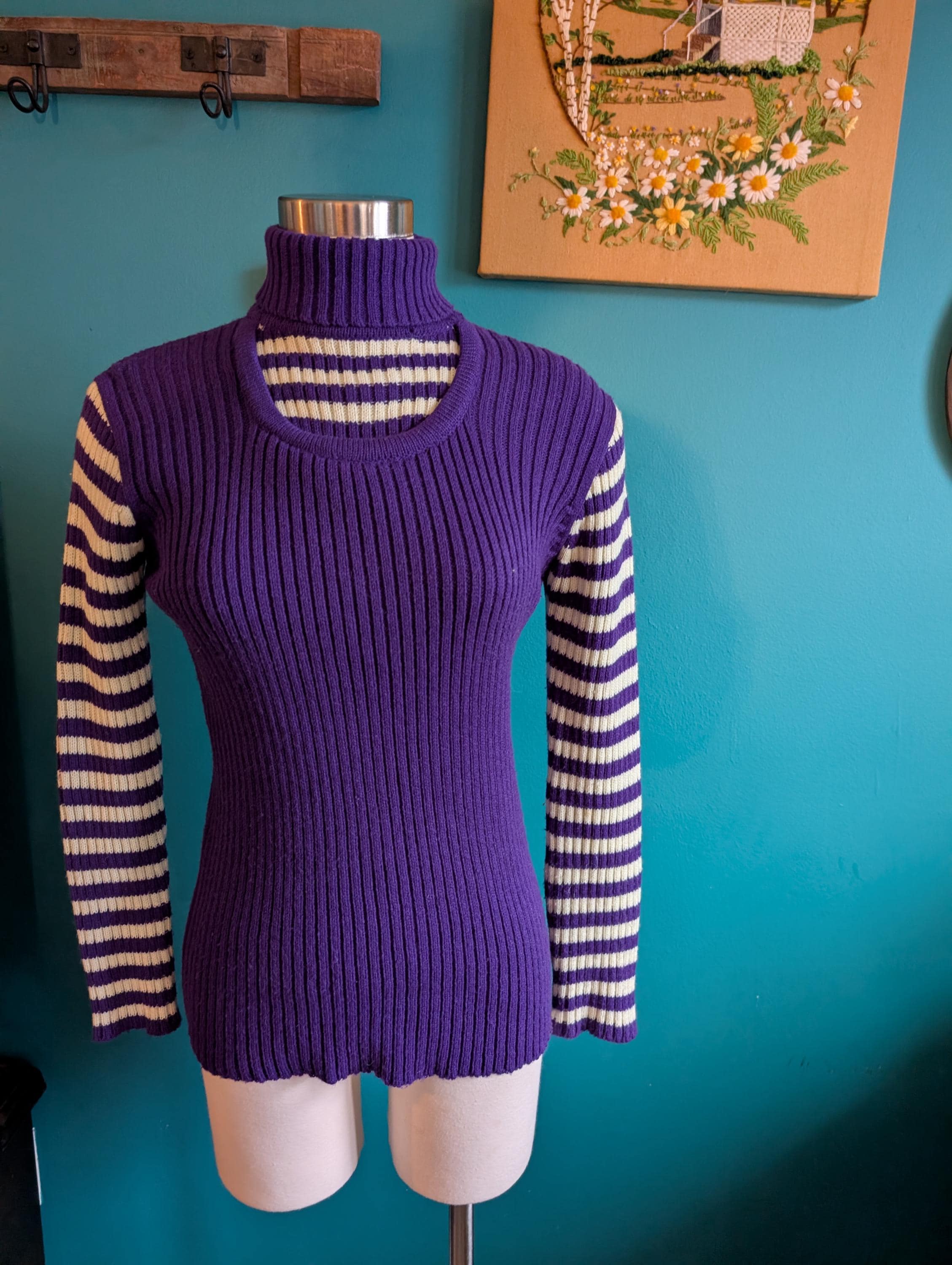 Purple Striped Turtleneck Sweaters - Etsy