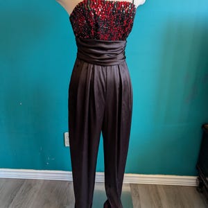 size small/ Vintage 80s sequin jumpsuit, tapered leg, silver, metallic, romper, 90s, 1980s, women&#39;s vintage jumpsuit