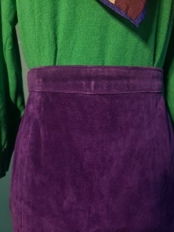 Vintage purple suede pencil skirt, royal purple, … - image 5