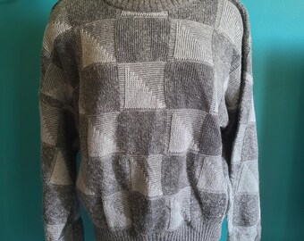 Vintage oversized wool blend sweater size large size XL 90s 1990s 80s gray