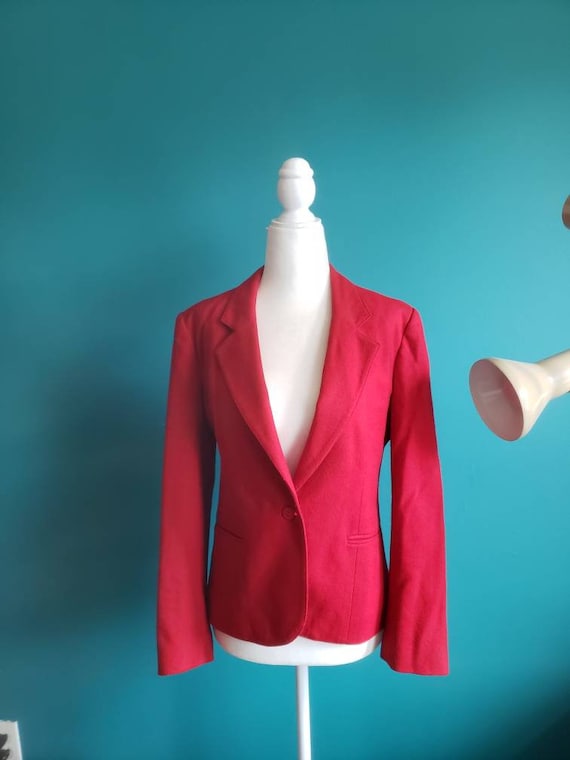 Vintage 80s blazer, size XS, vintage wool blazer,… - image 1