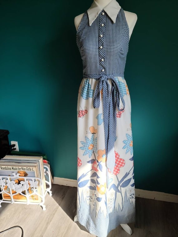 70s maxi print dress Gem