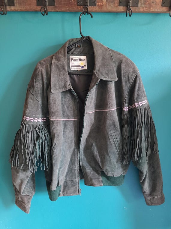 ジャケット・アウター 90s suede fringe collar Vintage Dawn Fashions Suede Leather Fringe Jacket 60's Hippy