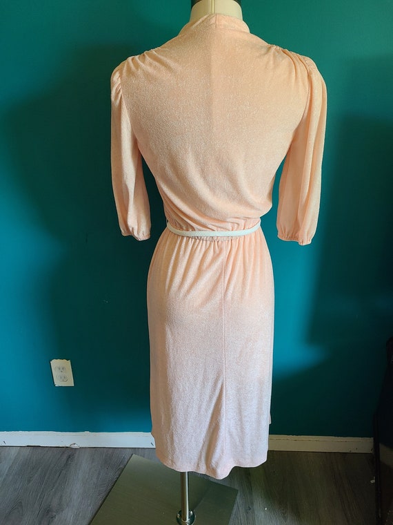 1970s peach Terry cloth dress, terry lounge dress, 70… - Gem