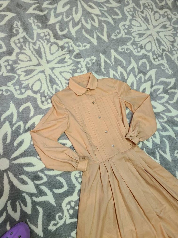 Size xs/ Vintage 1970s dress, pleated, pintucked,… - image 2