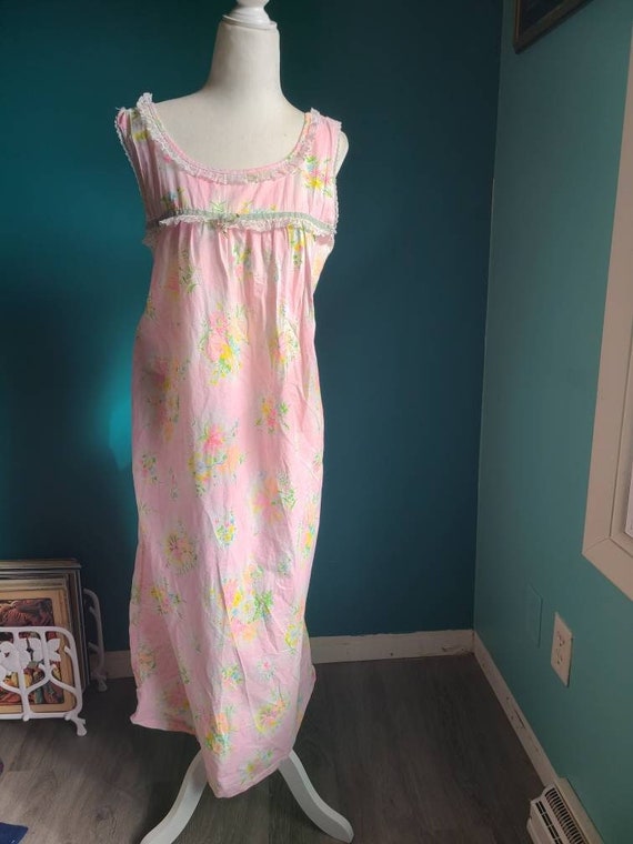 Size Large XL / Vintage 1970s 1960s cotton night … - image 1