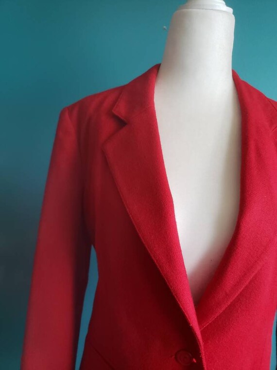 Vintage 80s blazer, size XS, vintage wool blazer,… - image 2