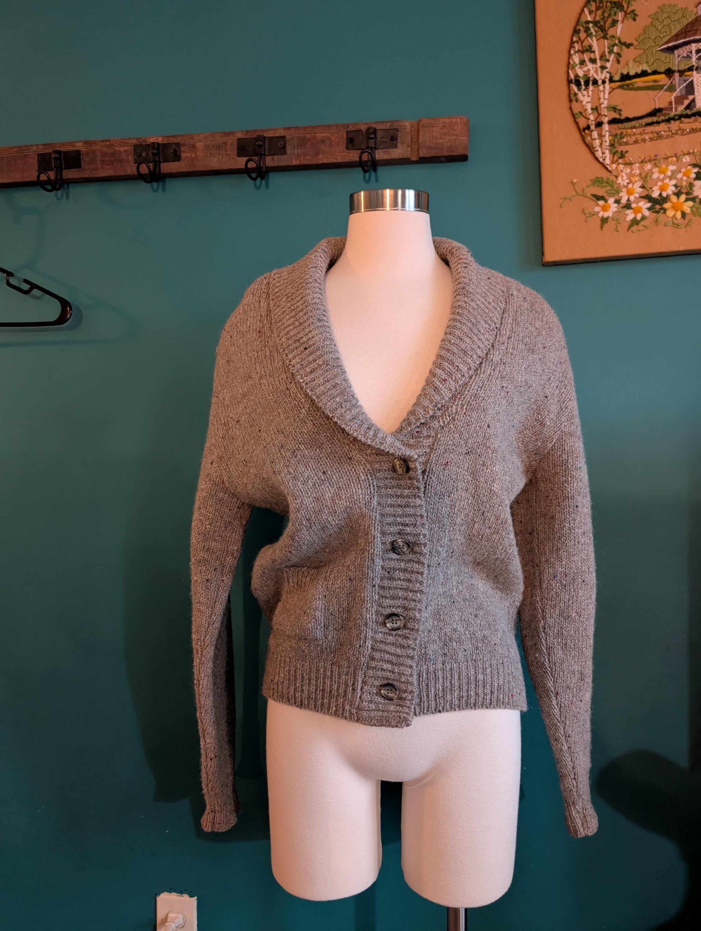【 VINTAGE 】 Classic Tweed Knit Cardigan Tweed-effect knit cardigan