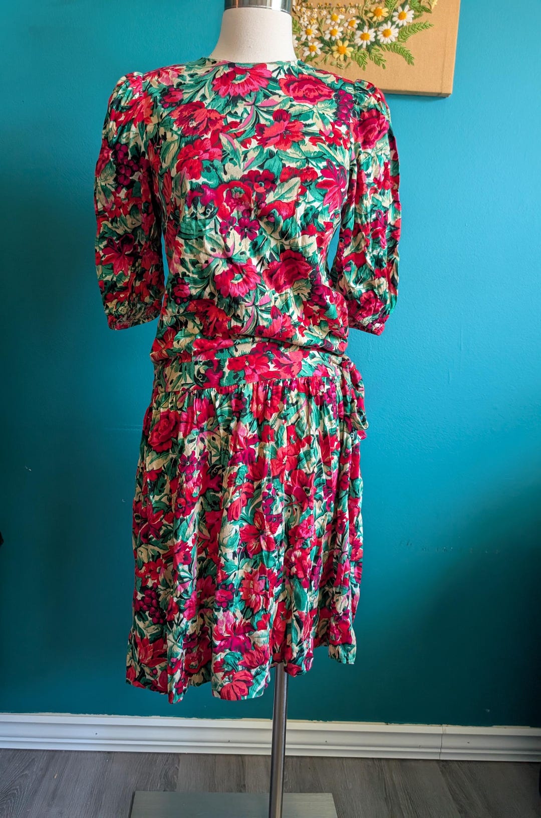 Vintage 80s Dress, Knit Dress, Vintage Jersey Dress, Drop Waist Dress,  Vintage Dress With Shoulder Pads, Women's Vintage Dress, Size M/L - Etsy