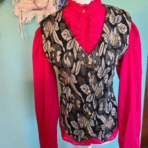 Vintage 1970s lurex vest, size medium, gold, silver, metallic, size large