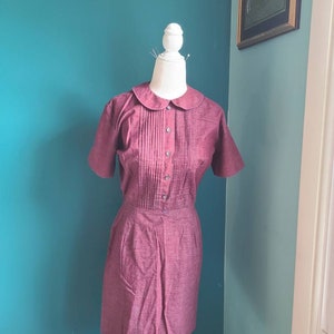 Size small / Vintage 1950s dress, vintage 1960s dress, vintage shirtwaist dress, Peter pan collar, cotton, pinup, rockabilly