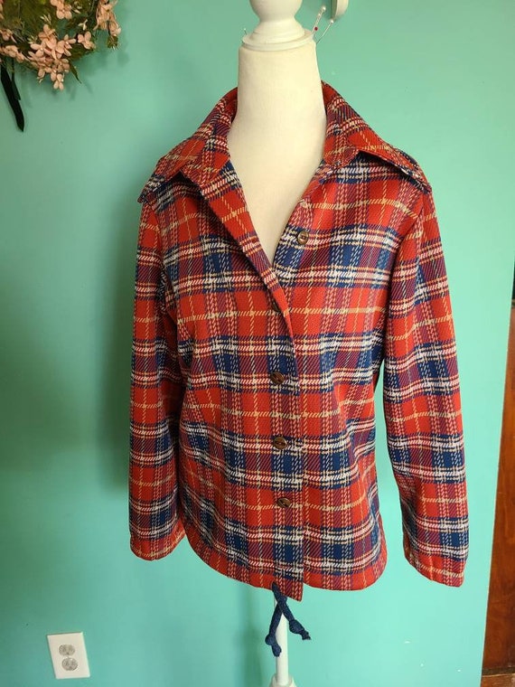 Vintage retro 1970s plaid women's Shacket, plus si