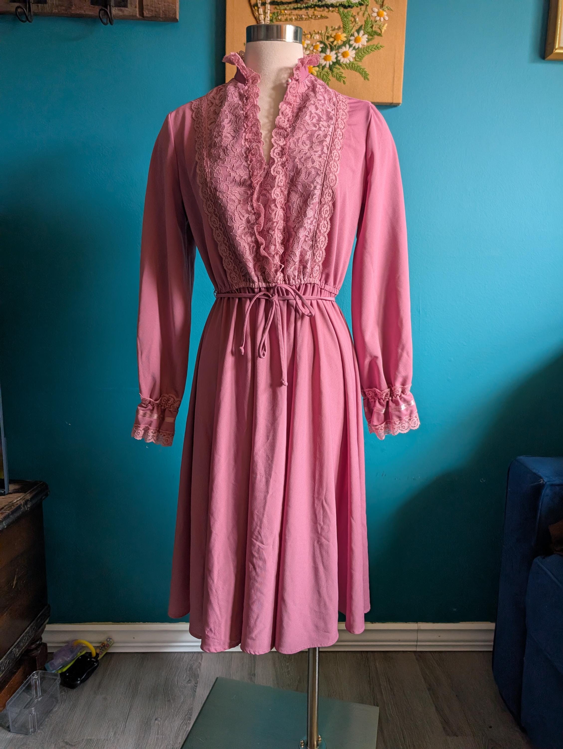 70s Dusty Rose Dress - Etsy