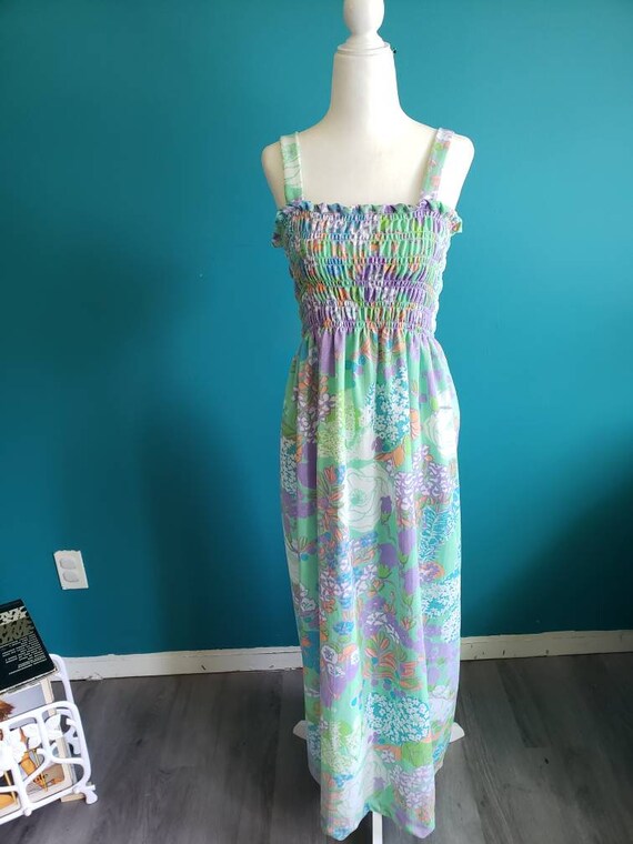 1960s psychedelic maxi dress, pastel maxi dress, mod … - Gem