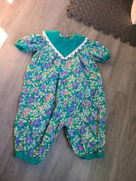 Vintage 1990s Laura Ashley Romper size 3t, floral… - image 1