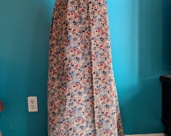 Vintage Deadstock 1970s brown floral maxi skirt new old stock velour velvet brown neutral