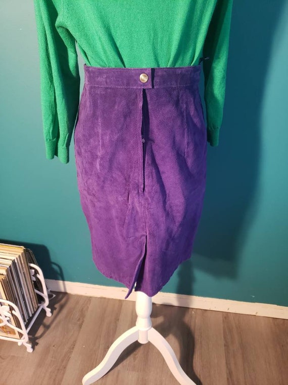Vintage purple suede pencil skirt, royal purple, … - image 6