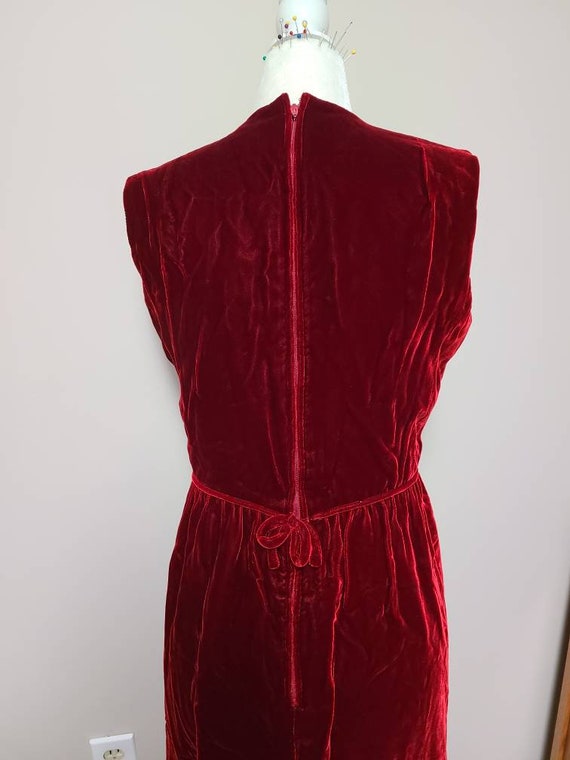 Size small / Vintage dress, red velvet, cocktail … - image 3