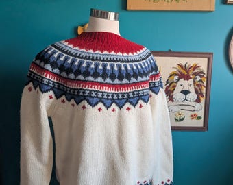 Vintage 1990's Eddie Bauer Women's Wool V-neck Heavy Sweater (L to