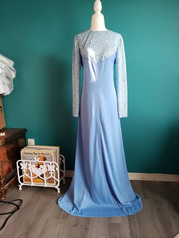 60s empire waist maxi dress, vintage maternity dre