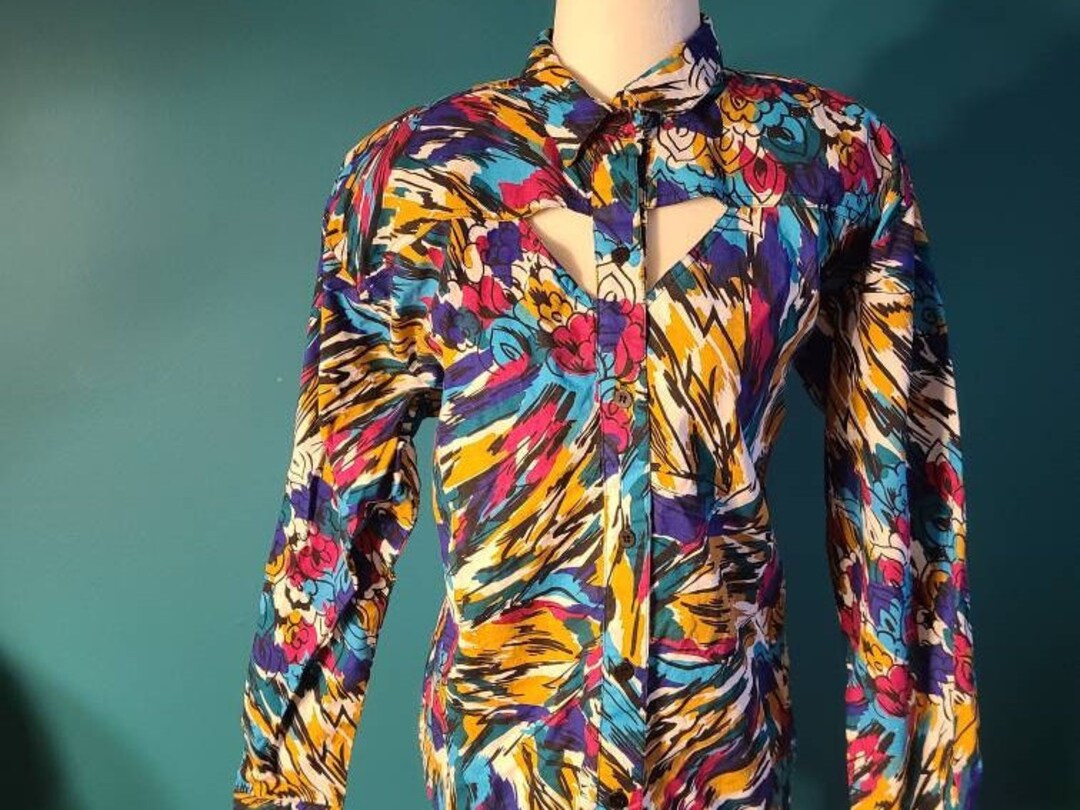 90s Western Cutout Shirt, Vintage Western, Tacky Shirt, 80s Style, Size Large, Jewel Tones, Maximalist Top, Shoulder Pads, Cutout Blouse - Etsy 90s Western Cutout Shirt, Vintage Western, Tacky Shirt, 80s Style, Size Large, Jewel Tones, Maximalist Top, Shoulder Pads, Cutout Blouse - Etsy