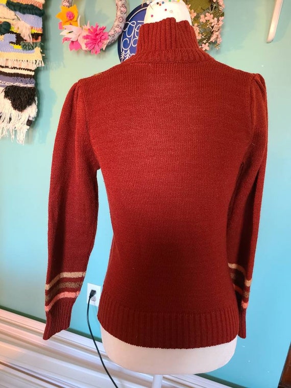 Vintage retro 1970s does 1940s v neck knit sweate… - image 5