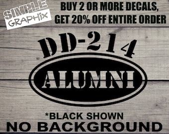 DD-214 ALUMNI vinyl Decal, Bumper Sticker, Military, Marines, Usmc, Army, Navy, JDM Decal for Truck, Car, Windows, Outdoors, Toolbox, etc...