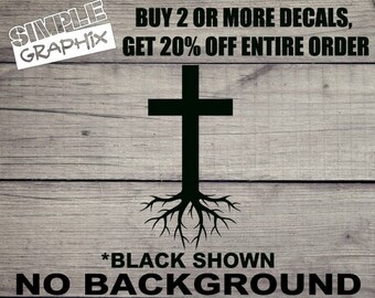 Jesus Cross Roots vinyl Decal, Bumper Sticker, Christian, Religious, Jesus, Cross, Truck, Car, Windows, Toolbox, Outdoors, Oracal 651 Vinyl.