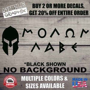 Molanabe Sticker MOLON LABE Spartan Helmet Vinyl Decal, Bumper Sticker, Come and Take ...
