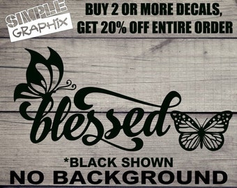 Blessed Butterfly vinyl Decal, Bumper Sticker, Christian, Religious, Jesus, Butterfly, Truck, Car, Windows, Outdoors, Oracal 651 Vinyl.