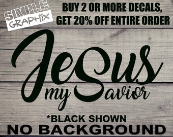 Jesus my Savior vinyl Decal, Bumper Sticker, Christian, Religious, Jesus, Truck, Car, Windows, Toolbox, Outdoors, Oracal 651 vinyl!!