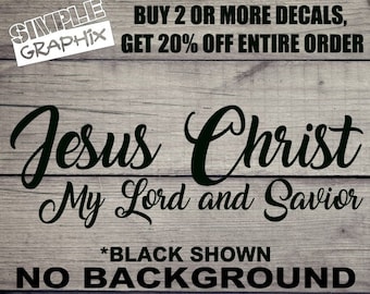 Jesus Christ My Lord and Savior vinyl Decal, Bumper Sticker, Christian, Religious, Jesus, Truck, Car, Windows, Toolbox, Outdoors, Oracal 651