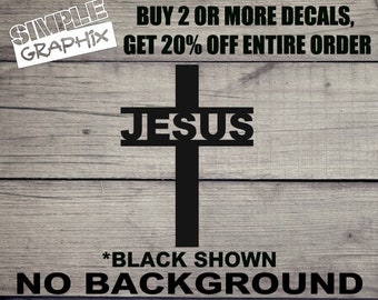 JESUS Cross vinyl Decal, Bumper Sticker, Christian, Religious, Jesus, Cross, Truck, Car, Windows, Toolbox, Outdoors, Oracal 651 vinyl!!
