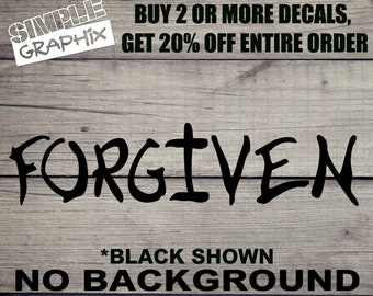 FORGIVEN Cross vinyl Decal, Bumper Sticker, Christian, Religious, Jesus, Cross, Truck, Car, Windows, Toolbox, Outdoors, Oracal 651 vinyl!!