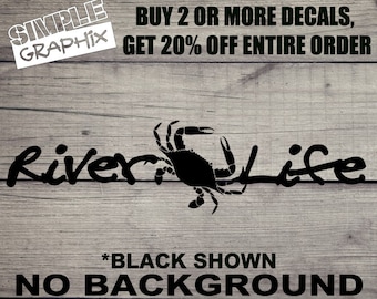 River Life Blue Crab vinyl Decal, Bumper Sticker, Fishing, Blue Crab, Hunting, Truck, Car, toolbox, Windows, Outdoors, etc... Oracal 651!!