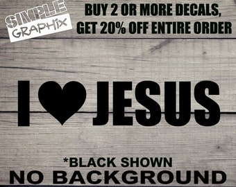 I Love JESUS heart vinyl Decal, Bumper Sticker, Christian, Religious, Jesus, Truck, Car, Windows, Toolbox, Outdoors, Oracal 651 vinyl!!