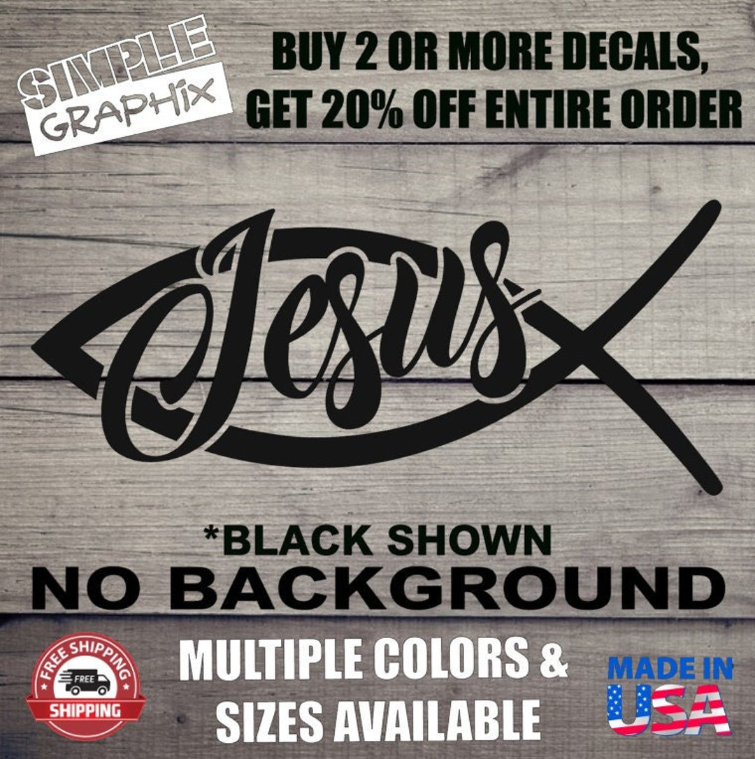 JESUS FISH V4 Vinyl Decal, Bumper Sticker, Christian, Religious, Jesus ...