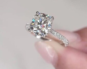 Gorgeous Moissanite Solitaire Twin Ring with White Accents in Rose-Gold Finish 1.25 ct Anniversary Promise,Engagement Ring in 14k Gold