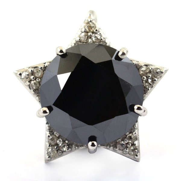 5.50 Ct Gorgeous Black Diamond Star Pendant In 925 Silver with Accents! Ideal Gift For Birthday, Wedding Gift! Certified Diamond!